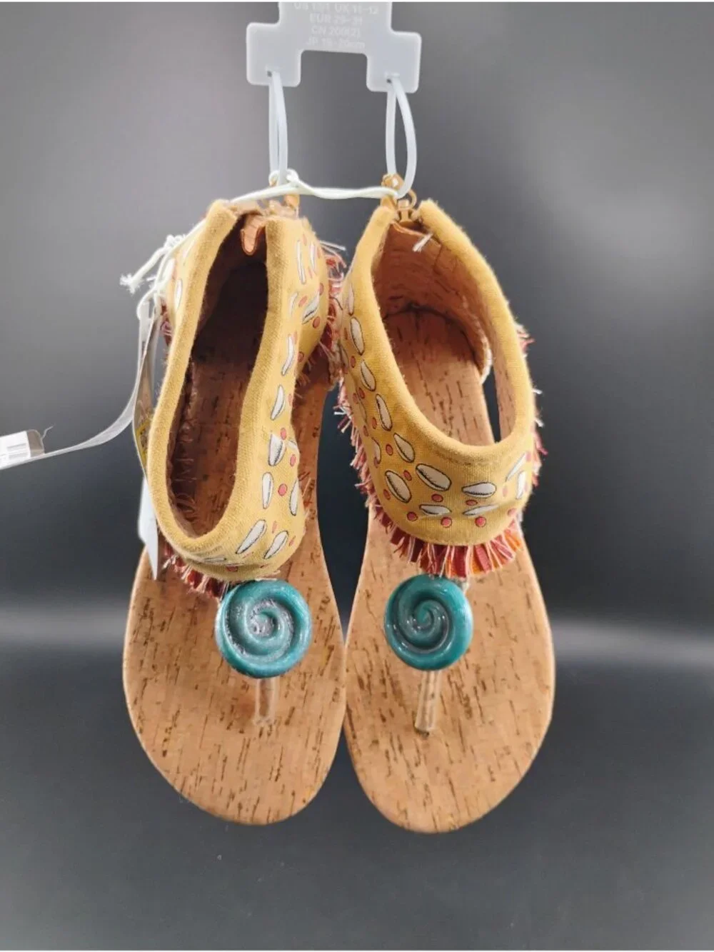 Disney Kids Sandals With Yellow & Cork Design Size 11-12